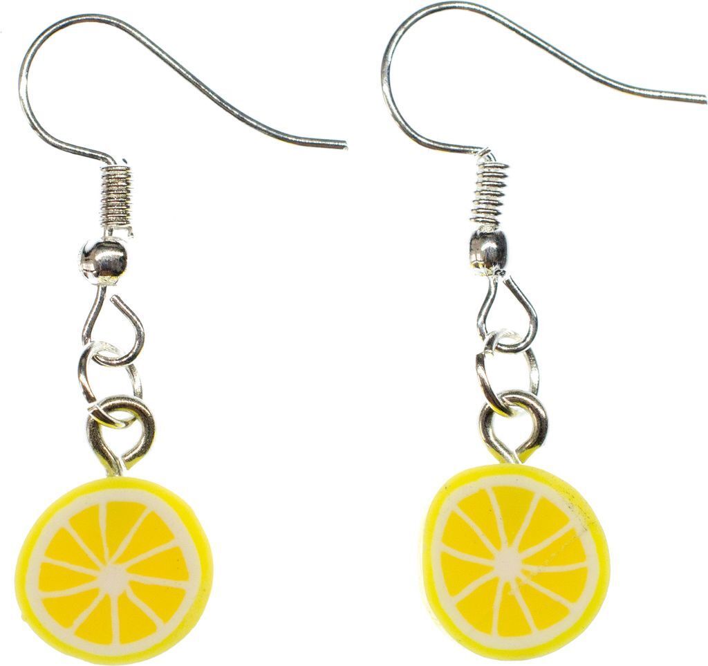 Zitronen Ohrringe Miniblings Hänger Frucht Orange Zitrone Limette Scheibe gelb