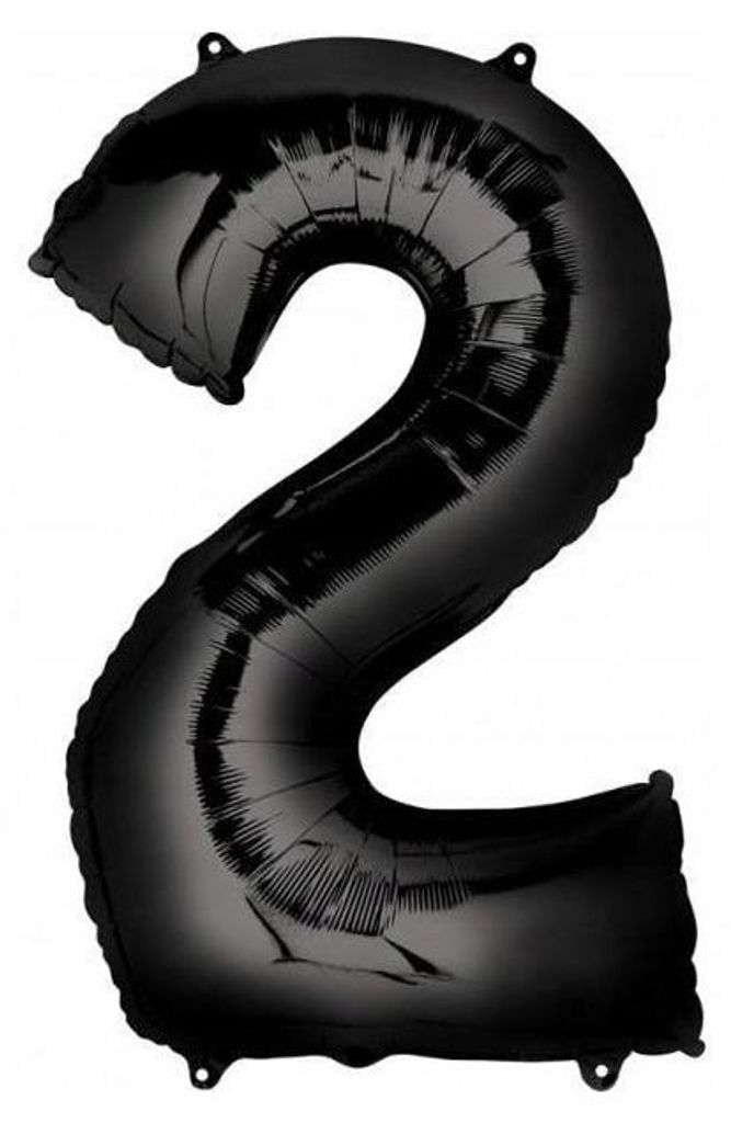 Folienballon Nummer „2“, 86cm, schwarz Produktbild 