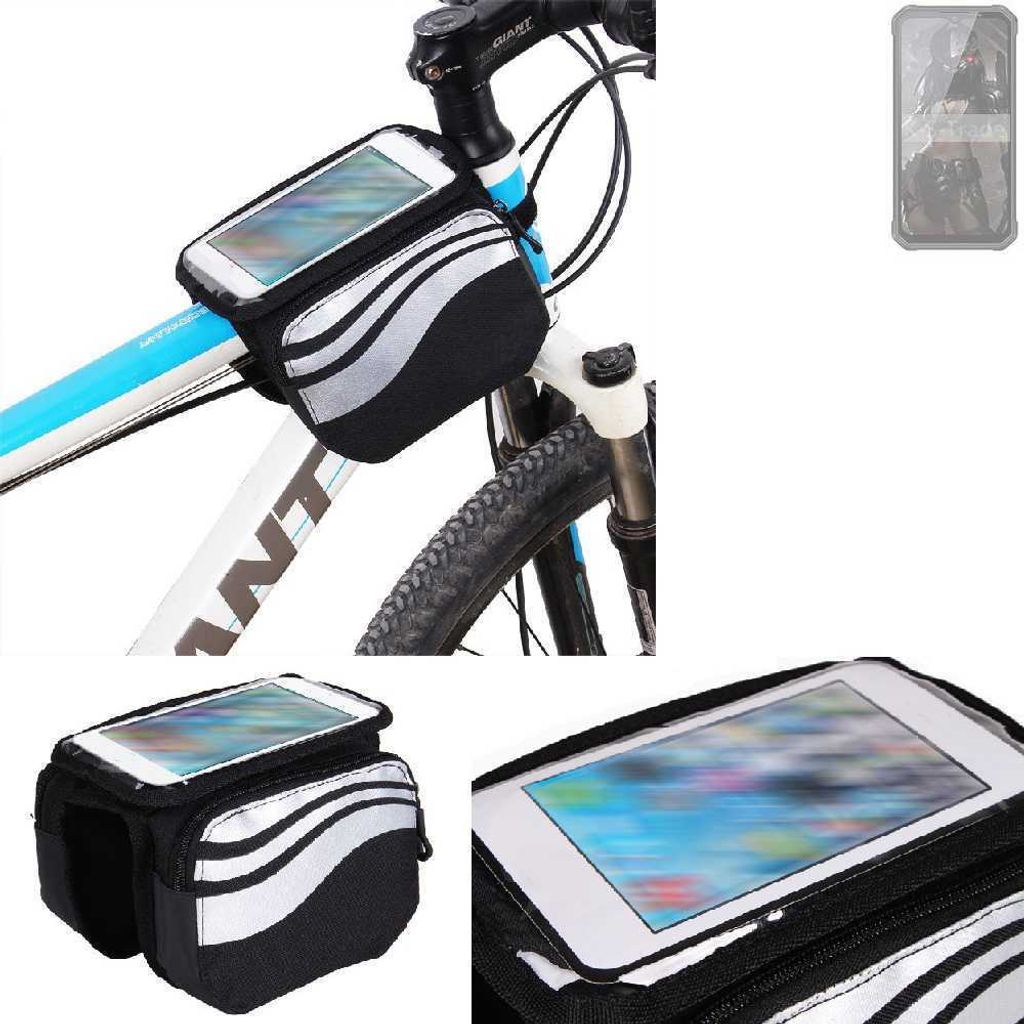 K-S-Trade Rahmentasche Fahrrad-Halterung kompatibel mit FOSSiBOT F106 Pro Rahmenhalterung Fahrrad Handyhalterung Fahrradtasche Handy Smartphone