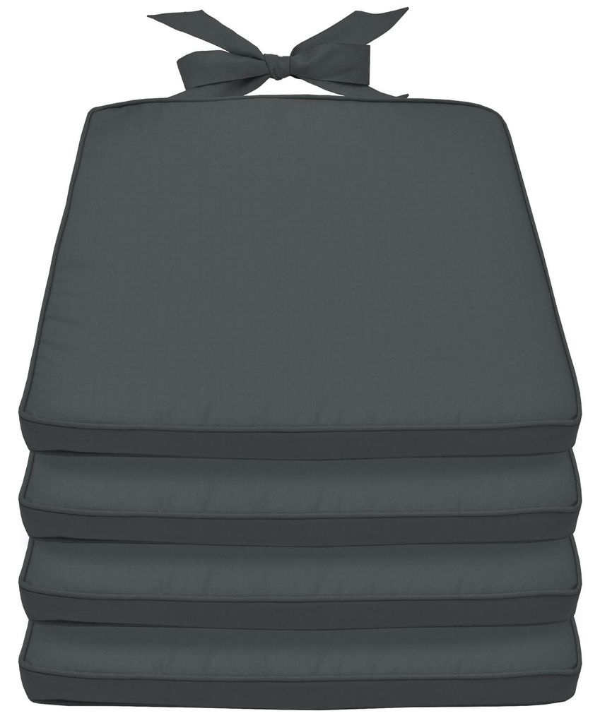 Beautissu 4er Set Stuhlkissen Pia, 40x45cm, Graphitgrau