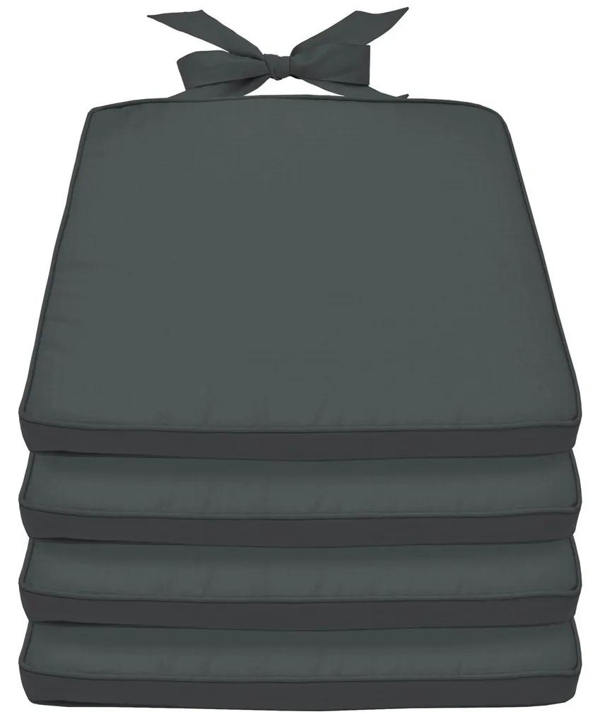 Galette de Chaise Confortable Lot de 4 Coussins 40x45cm Gris Anthracite