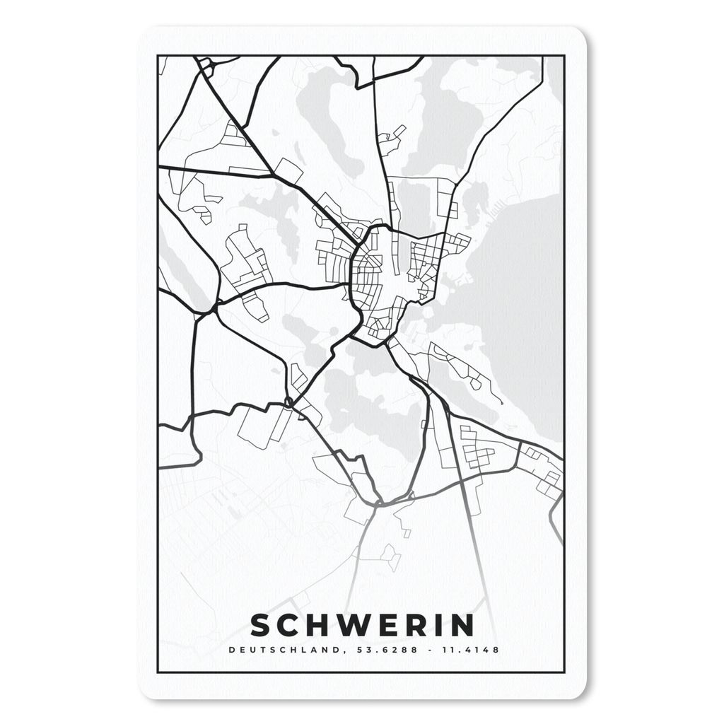 MuchoWow® Mauspad Mousepad Karte - Schwerin - Stadtplan - Produktbild 