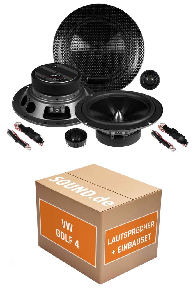 Lautsprecher Boxen Einbaupaket Armaturenbrett Musway ME6.2C passend für VW Golf 4 Cabrio | 2x Tief-Mitteltöner 2x Hochtöner