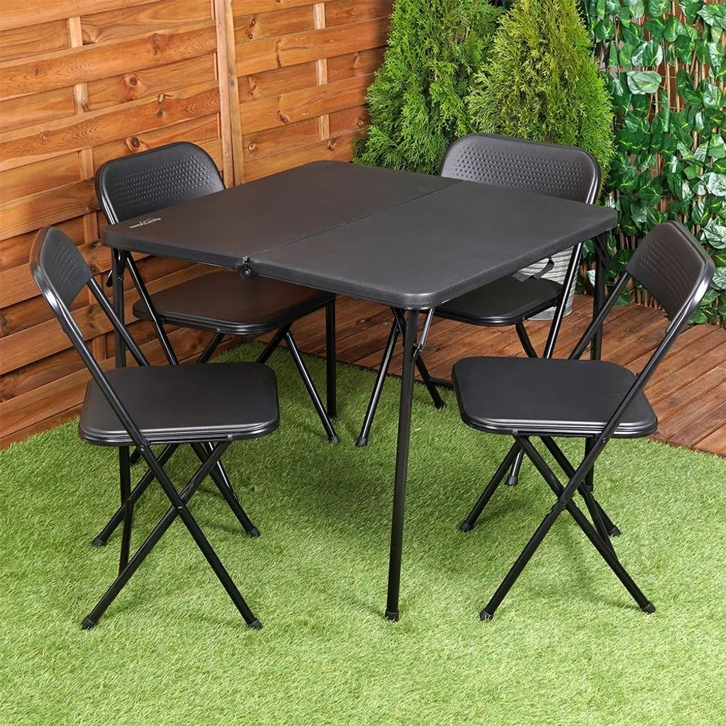 Meuble de terrasse pour 4 personnes - Ensemble de jardin 5 pcs convivial