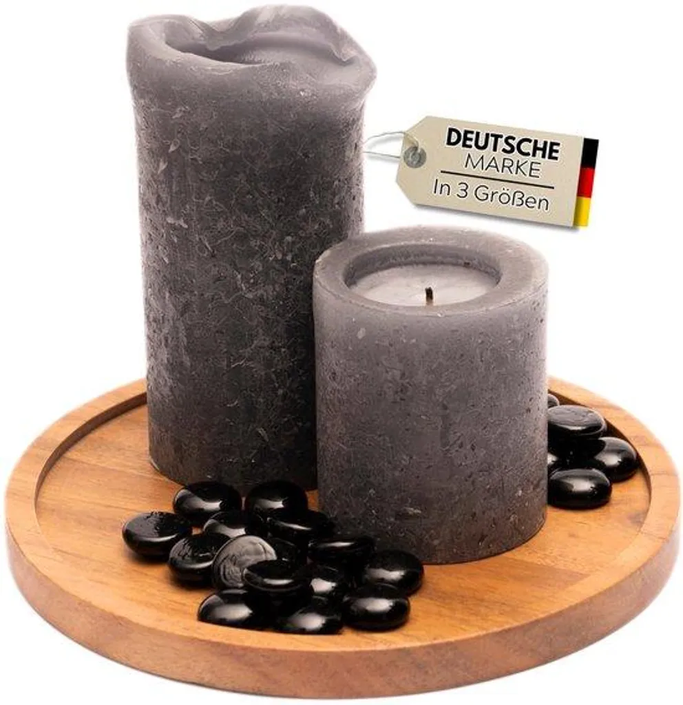 Plateau décoratif en bois d'acacia 20cm, porte-bougies résistant à cire