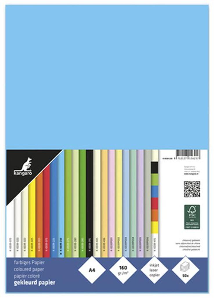 kangaro Multifunktionspapier DIN A4 160 g/qm azurblau 50 Blatt