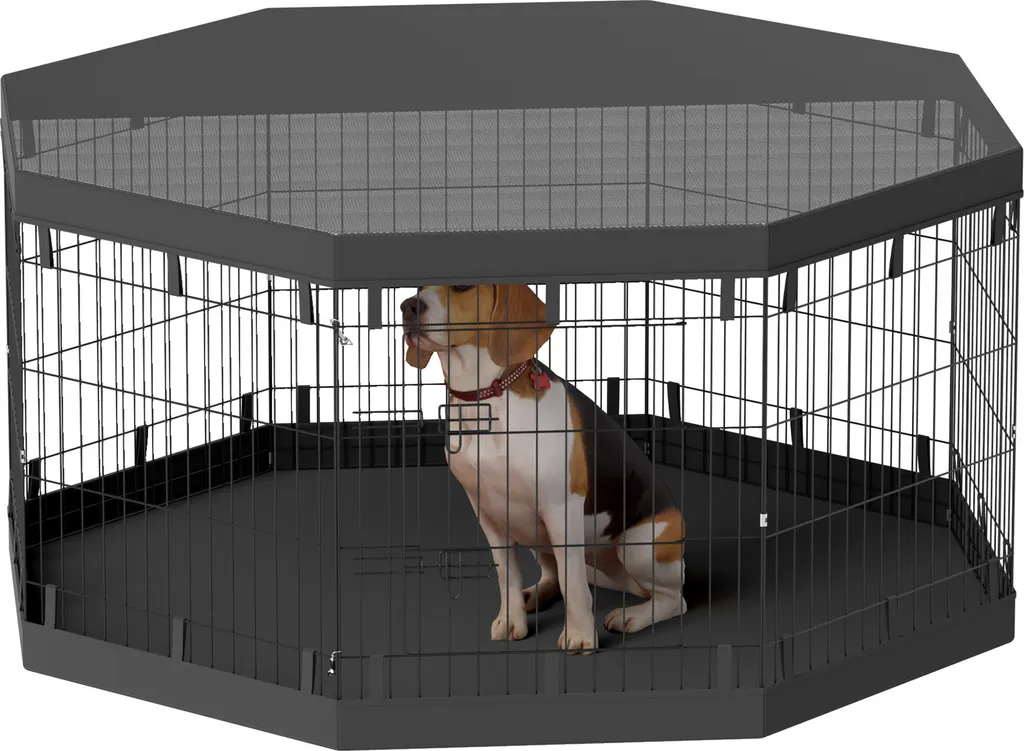 Enclos pour Chien et Parc à Chiots Respirant PawHut avec Filet de Maille
