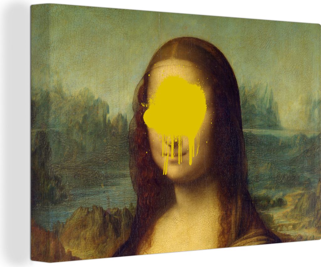 OneMillionCanvasses - Leinwandbilder - 140x90 cm, Mona Lisa - Leonardo da Vinci - Gelb, Wandbilder Kunstdruck Wanddekoration - Foto auf Leinwand ...