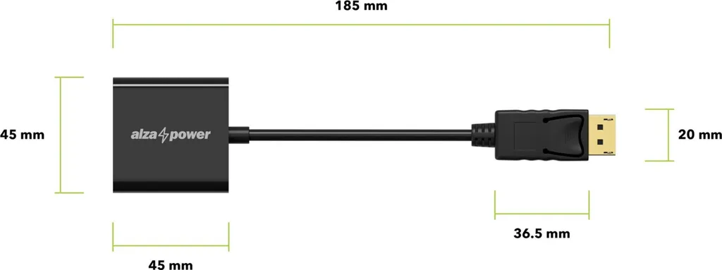 Adaptateur DisplayPort vers VGA Noir Brillant avec Câble Flexible de 0.18m