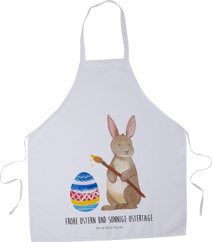Mr. & Mrs. Panda Schürze Hase Eier Malen - Weiß - Geschenk, Kaninchen, Küchenschürze, Ostern, Osterhase, Ostergrüße, Grillschürze, Kellnersc...