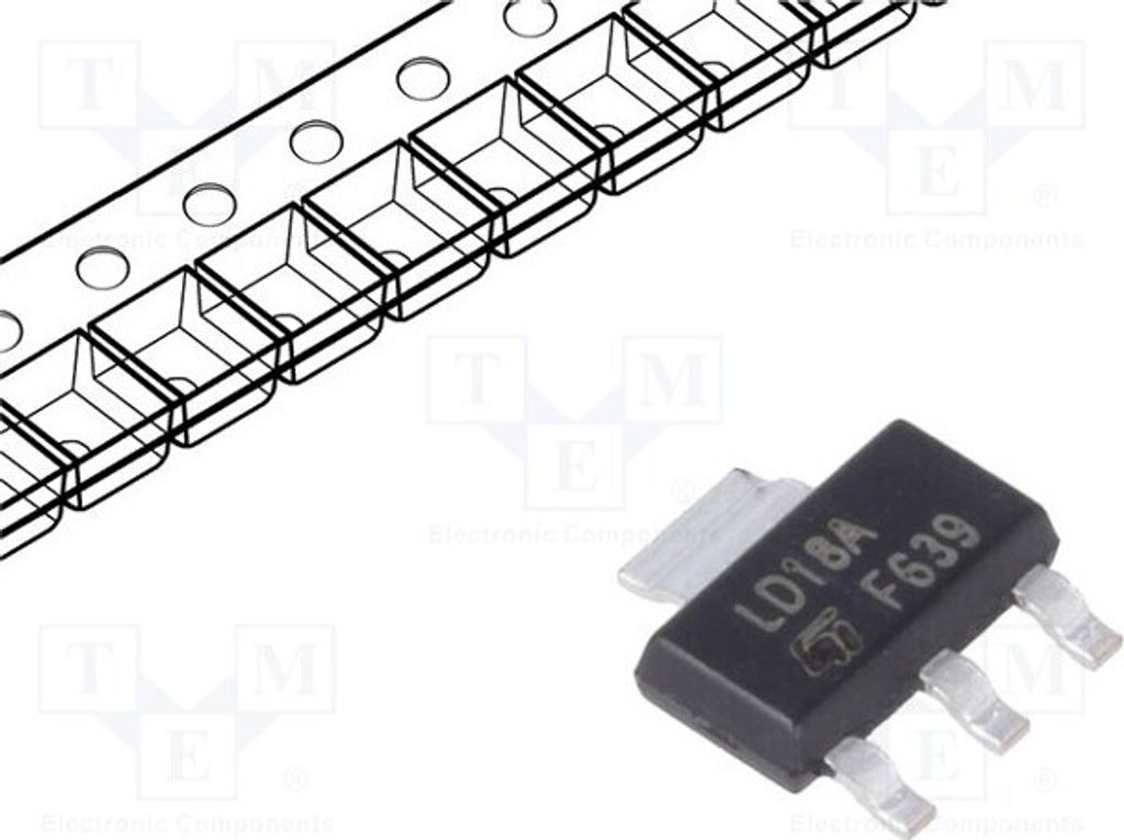 3x IC: Spannungsstabilisator 1,8V ,Linie,geregelt(nein) 1A LD1117AS18TR Ungeregel