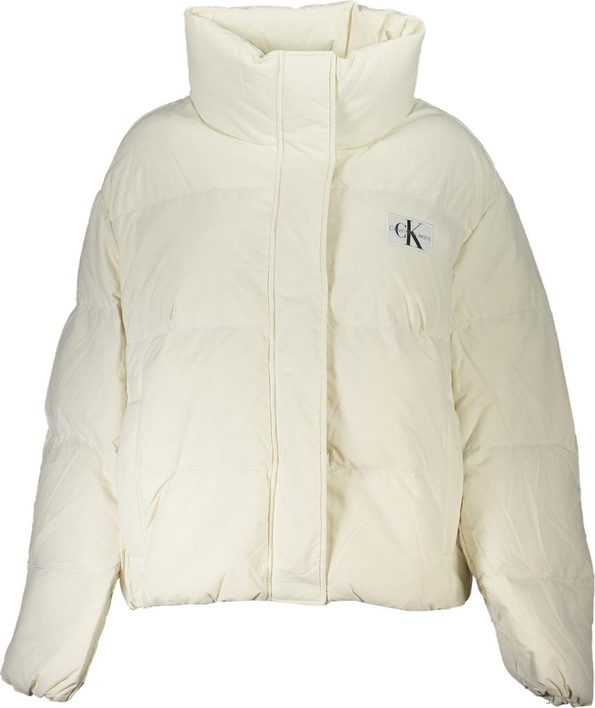 Damenjacke Weiß – Nachhaltige Jacke mit Applikation & Reißverschluss