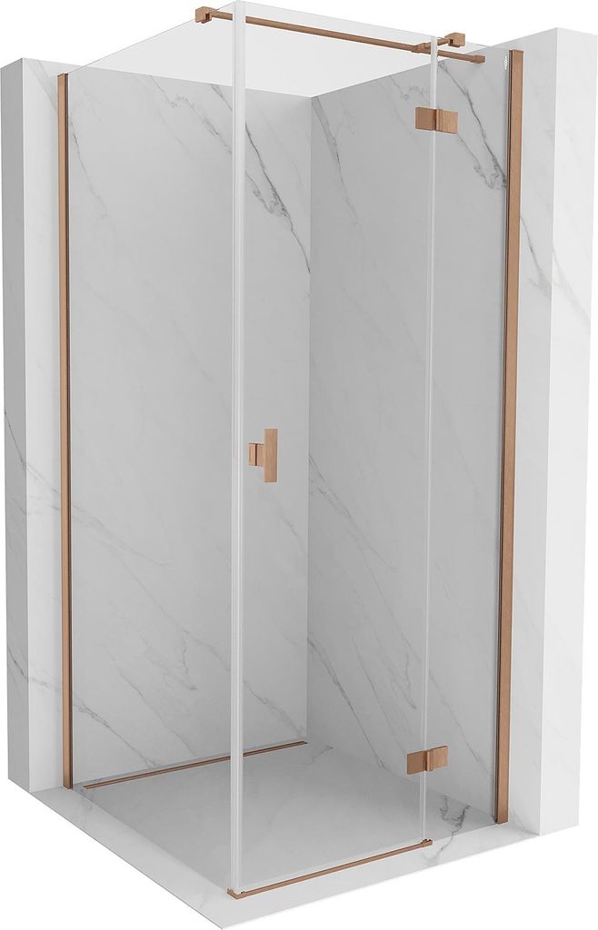 Mexen Mist H T Duschkabine schwenkbar rechts 120 x 120 cm, transparent, gebürstetes Kupfer - 8A5T-120-120-65-00-P
