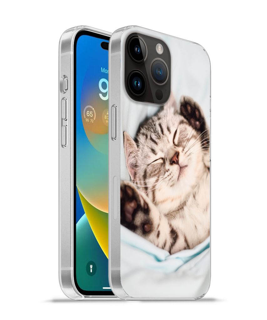 MuchoWow Handyhülle Schutzhülle Hülle für Apple iPhone 14 Pro Max Kätzchen - Lustig - Bett - Kinder - Jungen - Mädchen - Kinder Silikon Sof...