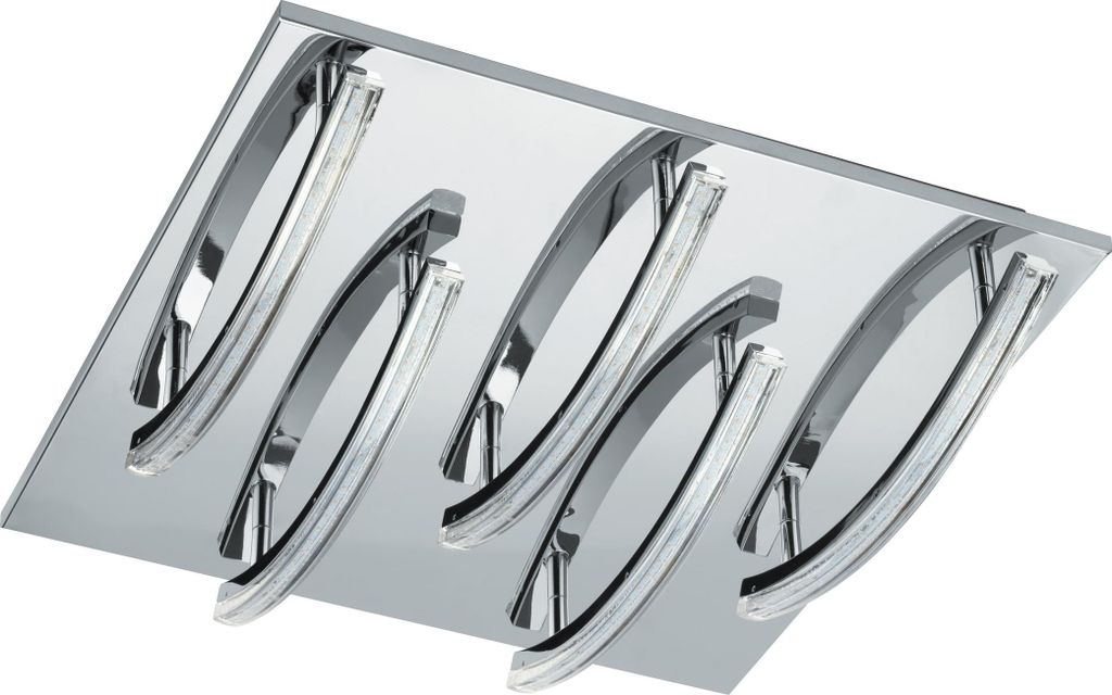 EGLO LED Deckenleuchte Pertini, Deckenlampe, Wohnzimmerlampe, Küchenlampe aus Stahl, Aluminium und Kunststoff, Flurlampe Decke in Chrom, Transparent