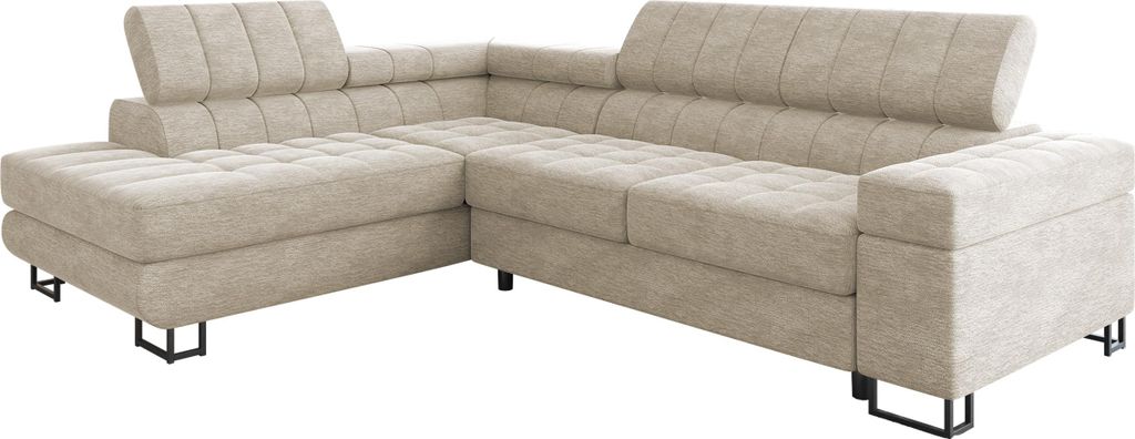 MIRJAN24 Ecksofa Laris, L-Form Polsterecke, Stilvoll Eckcouch mit Bettkasten und Schlaffunktion (Farbe: Nazar 225.02, Seite: Links)