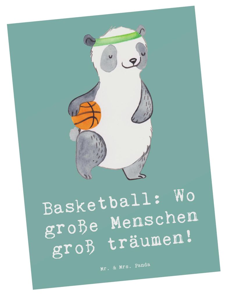 Mr. & Mrs. Panda Postkarte Basketball Träume - Meeresbrise - Geschenk, Teamgeist, Sportler, Grußkarte, Fotokarte, Teamsport, Teamarbeit, Sportart...