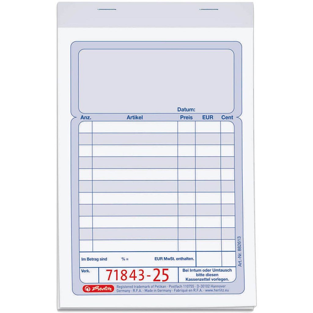 Herlitz pokladničný blok A6 2x 50 listov Obrázok produktu 