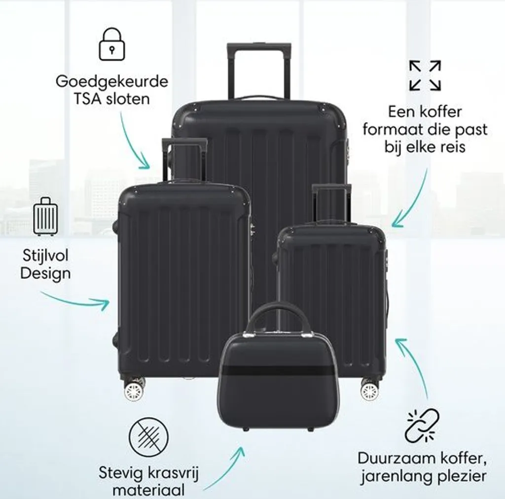 Voyagoux Black Collection: Set 4 Valigie Rigide ABS con TSA e Ruote - 10