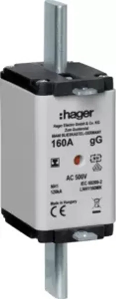 Fusible couteau NH1 160A Hager LNH1160MK cartouche de type gG