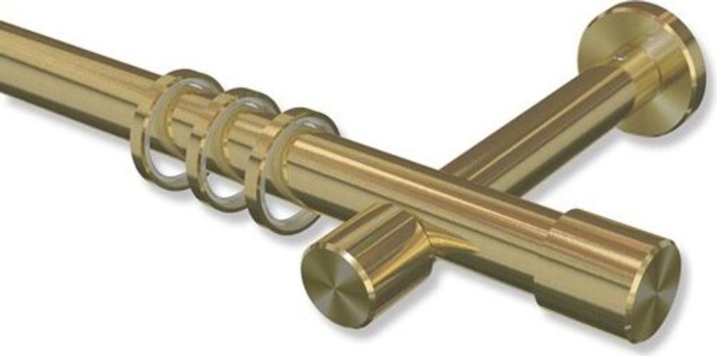 Interdeco Gardinenstange, Vorhangstange Messing-Optik Modell Prestige Santo, 20 mm Ø 1-läufig, 440 cm (geteilt)
