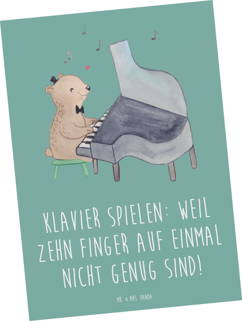 Mr. & Mrs. Panda Ansichtskarte Klavier Magie - Meeresbrise - Geschenk, Musik, Lernen, Kunstkarten, Postkarten, Tasteninstrument, Postkarte, Musiker...