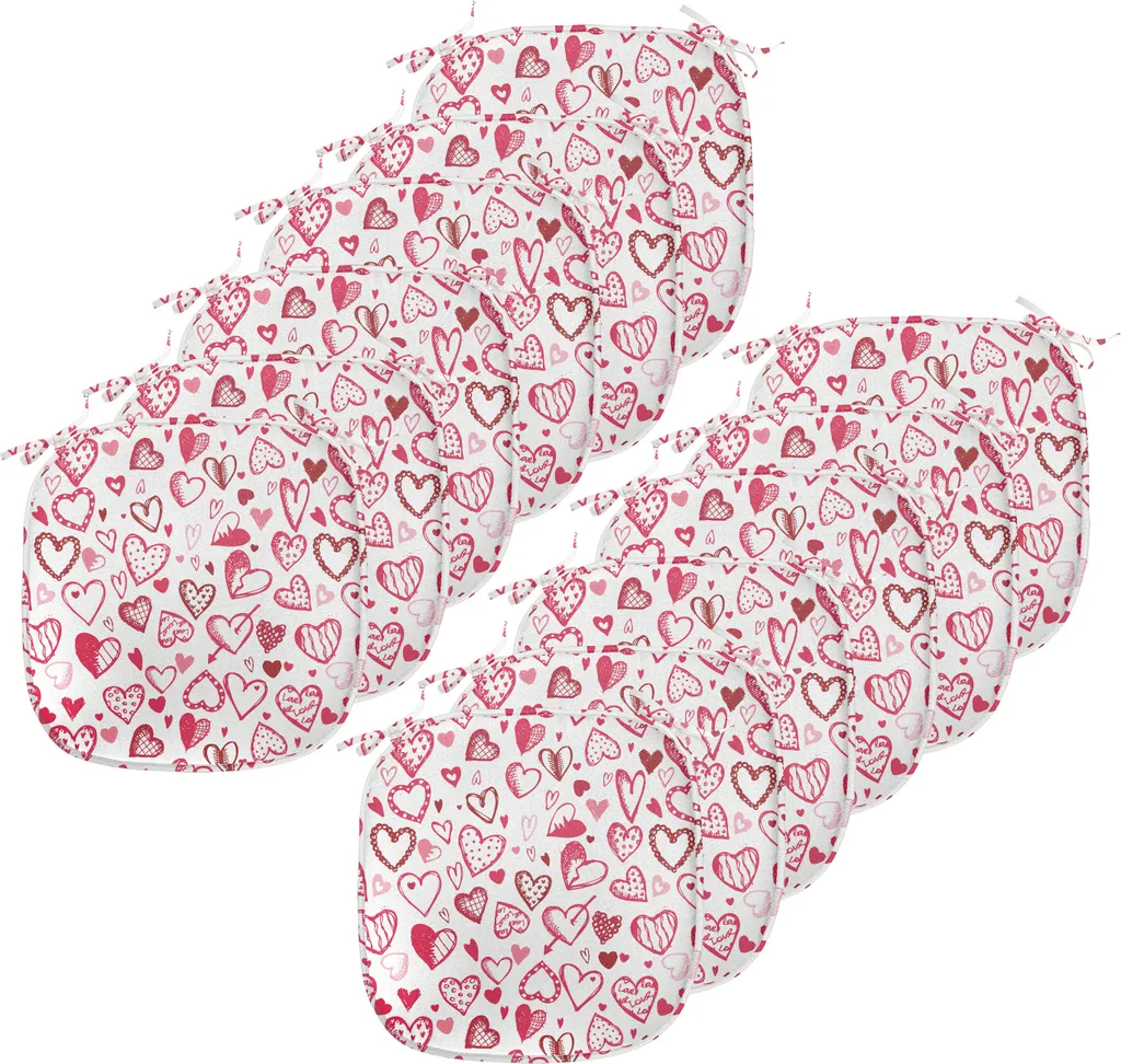 Set 12 Cuscini Sedie Cucina 40x40 ABAKUHAUS Cuori Rosa Ruby Impermeabili