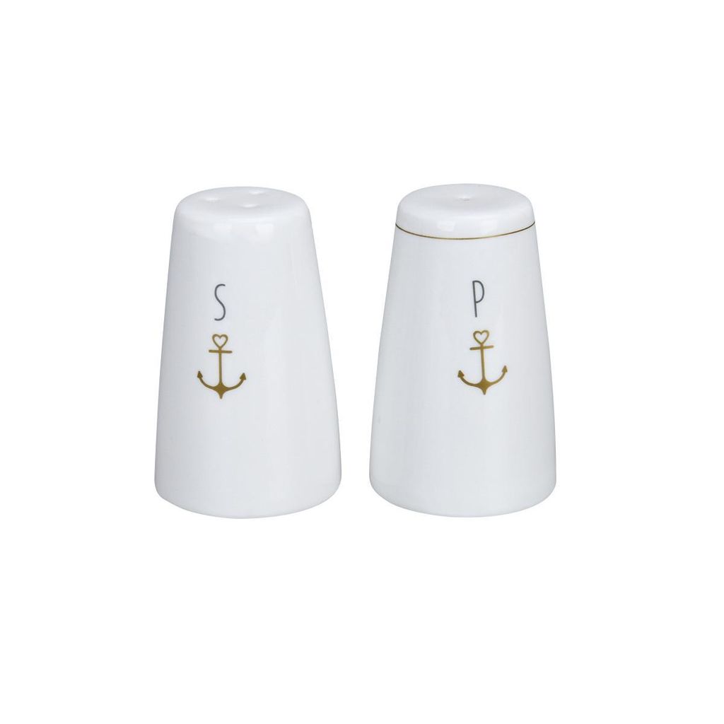 Krasilnikoff - Salt & Pepper / Salz & Pfeffer Streuer, Anchor / Anker, Gold