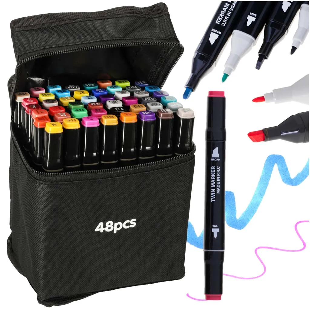 Set 48 Pennarelli ad Alcool Doppia Punta - Regalo Creativo