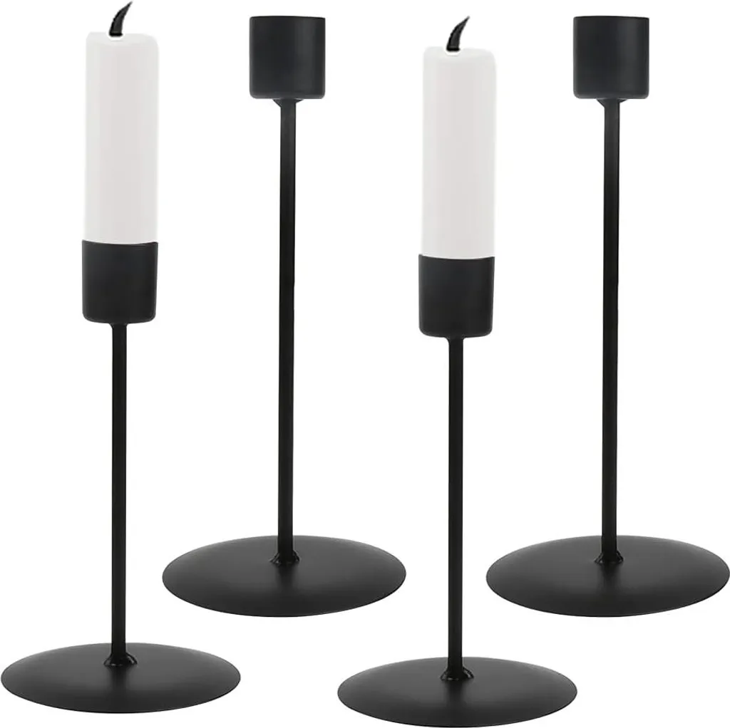 Chandelier noir en métal pour table à manger - Lot de 4 bougeoirs chic