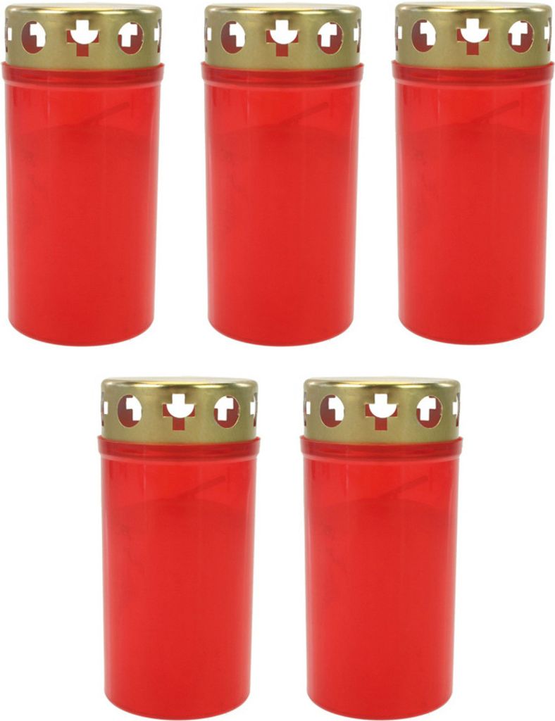 5 x Grablicht Brenner Nr.3 rot mit Golddeckel