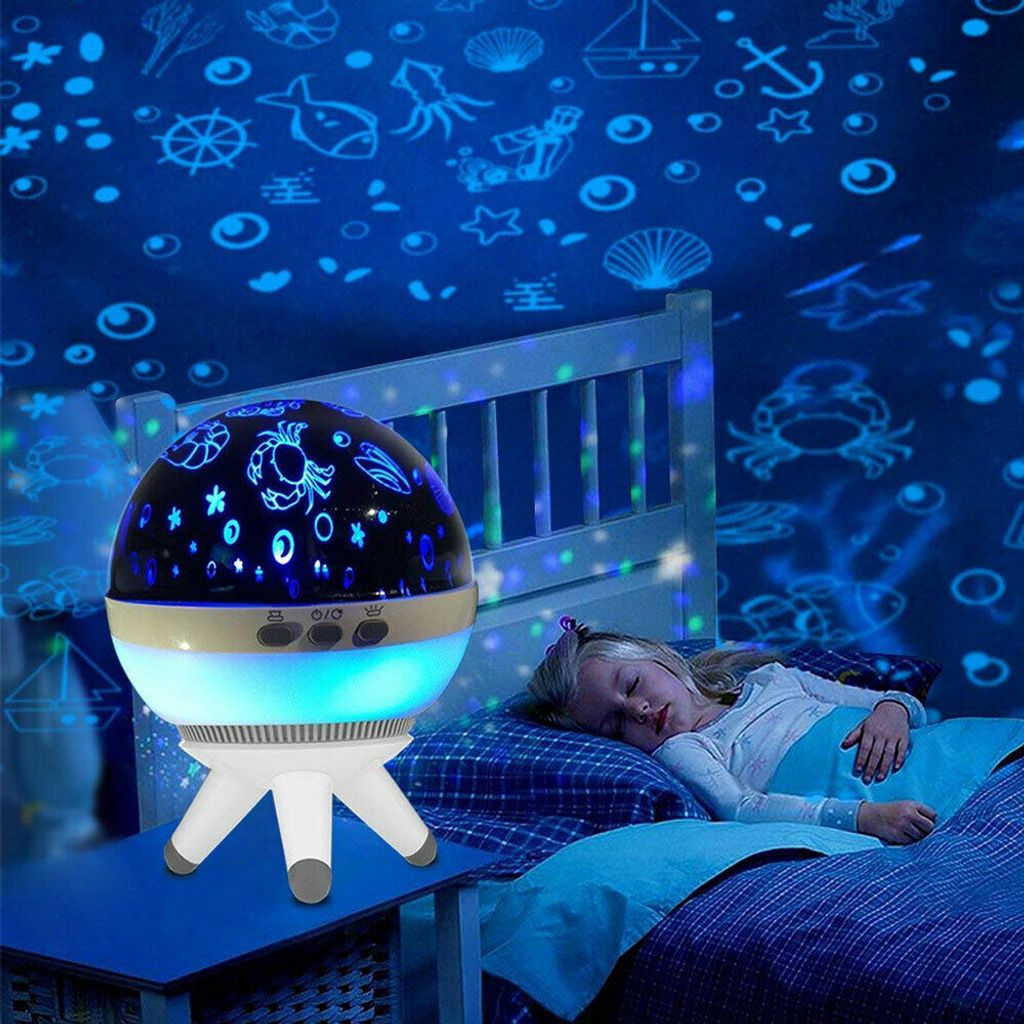 Kinder LED Nachtlicht,Einschlafhilfe mit6Film Projektor Sternenhimmel Nachtlampe 