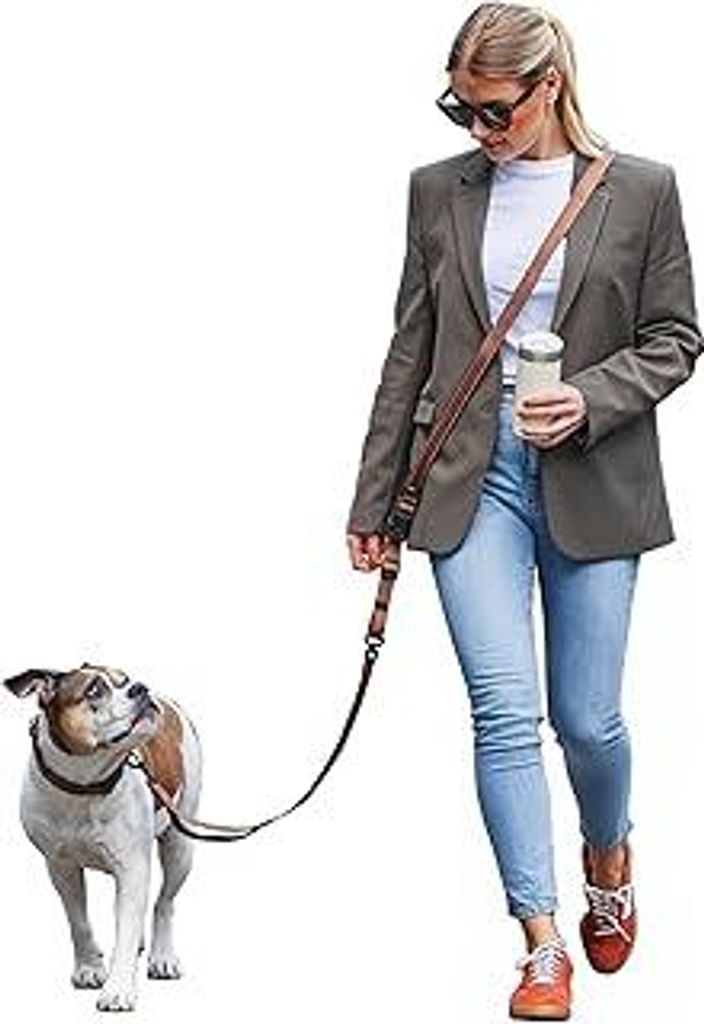 FREUDENTIER Umhängeleine Hund - Hundeleine 3m zum Umhängen, stufenlos verstellbar - Führleine Hund - Leine für kleine, mittelgroße & große Hu...