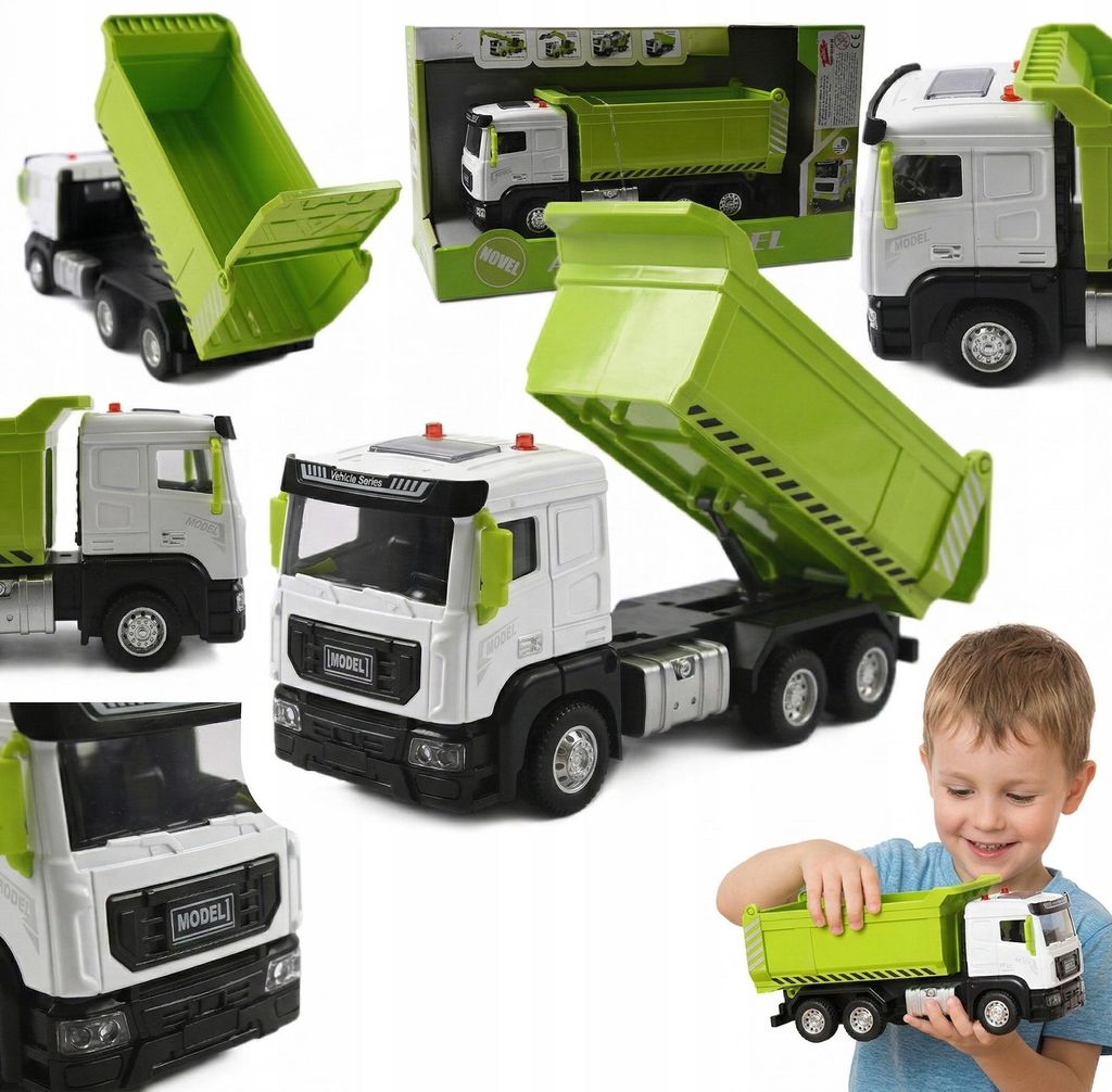 Robuster LKW Kipper Spielzeugauto mit Licht & Sound - Bewegliche Ladefläche für Kinder