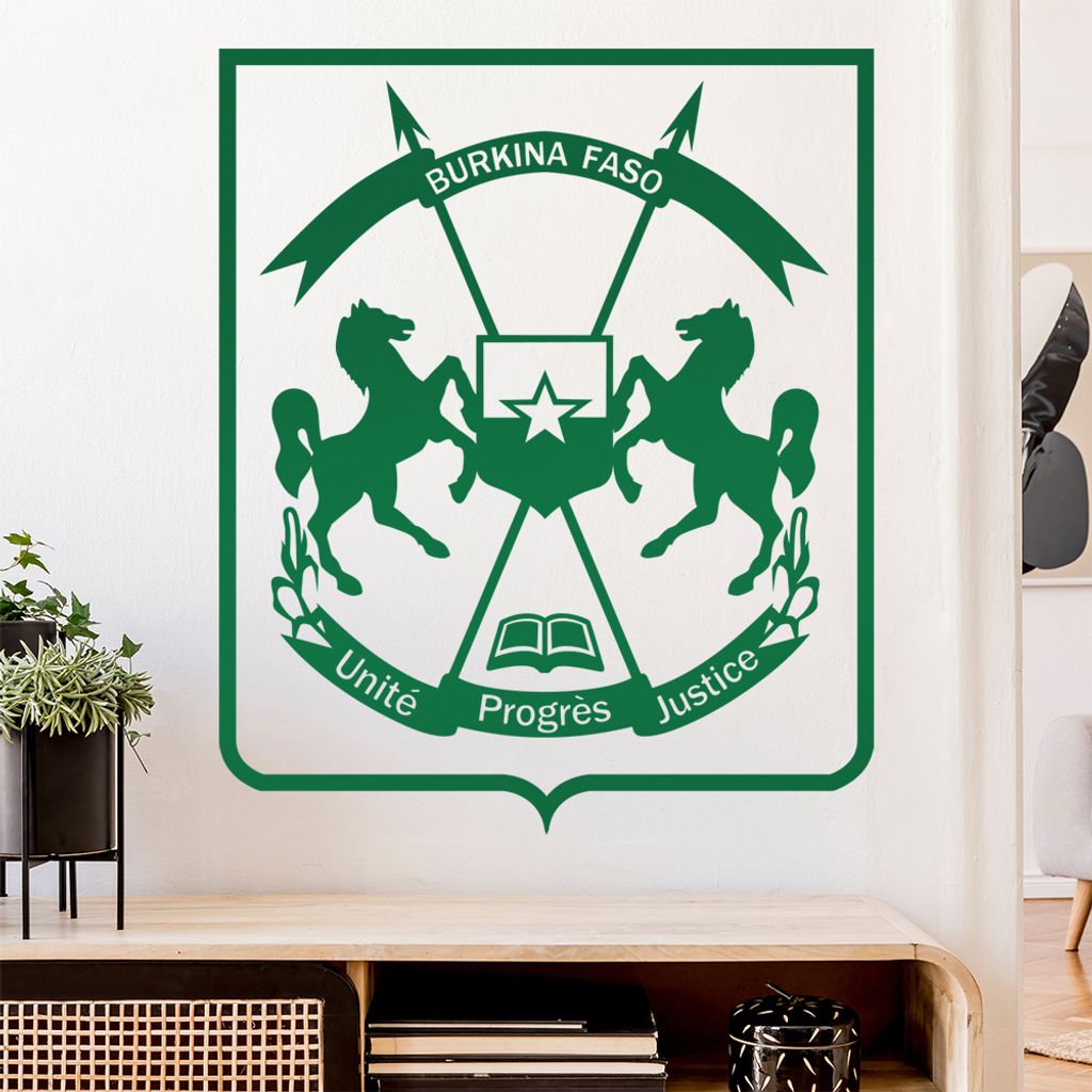 Burkina Faso Wappen Wandtattoo Wandaufkleber Wall Sticker - Dekoration, Küche, Wohnzimmer, Schlafzimmer, Badezimmer