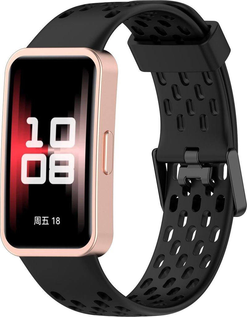 Strap-it Silicone Air Band - passend für Huawei Band 8 / Huawei Band 9 / Huawei Band 10 (schwarz)