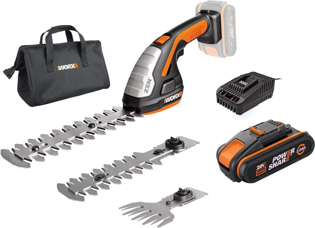 Cisaille WORX WG801E.5 20V 2.0Ah 4 en 1 avec Batterie et Chargeur