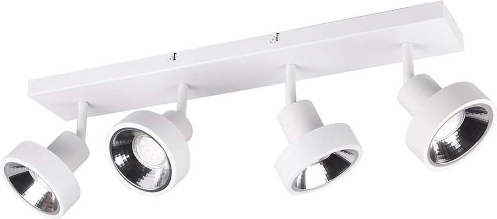 Deckenleuchte, 4 flammig, Spots flexibel, weiß matt, B 60cm