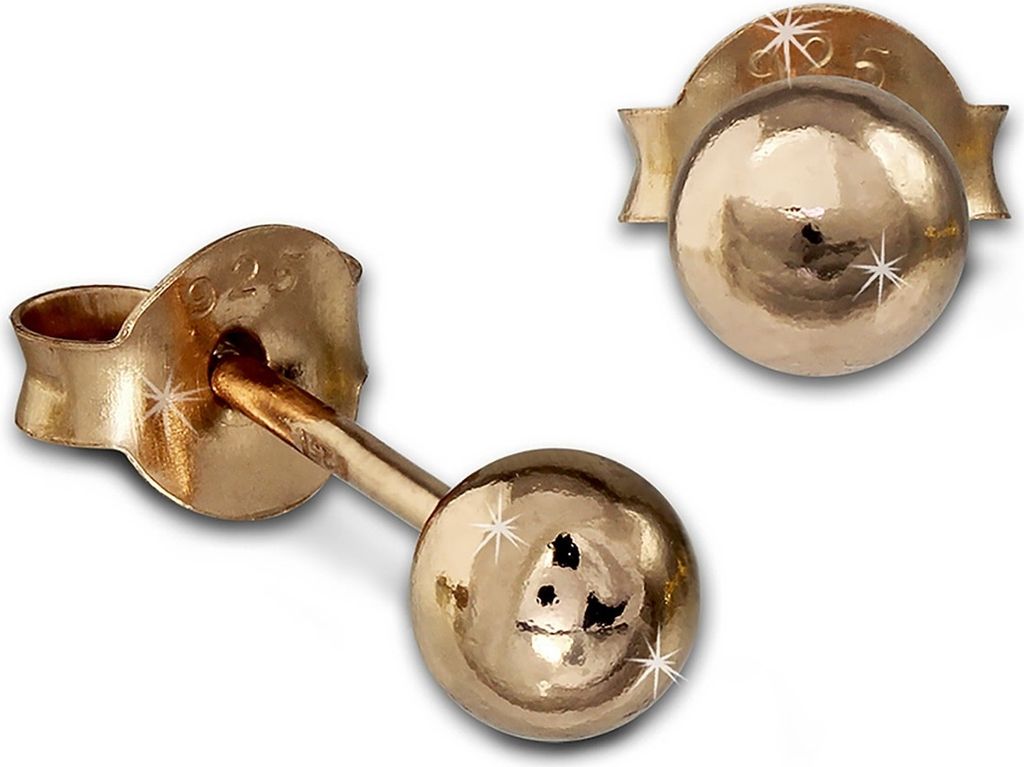 SilberDream Ohrstecker für Damen Silber 585 rose Kugel Ohrringe 4mm SDO9504E