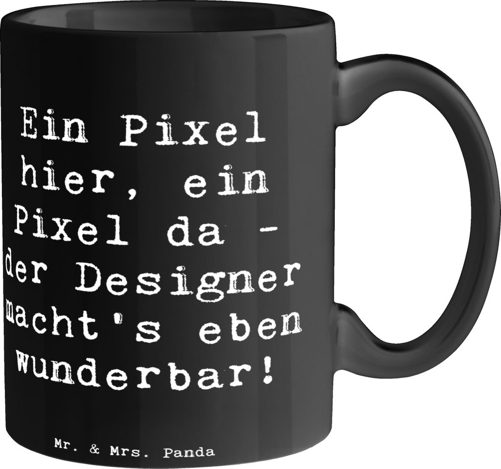 Mr. & Mrs. Panda Kaffeetasse Spruch Designer Pixel Kunst - Schwarz - Geschenk, Geschenke für Berufstätige, Industrial Design, Kreativität, Tasse...