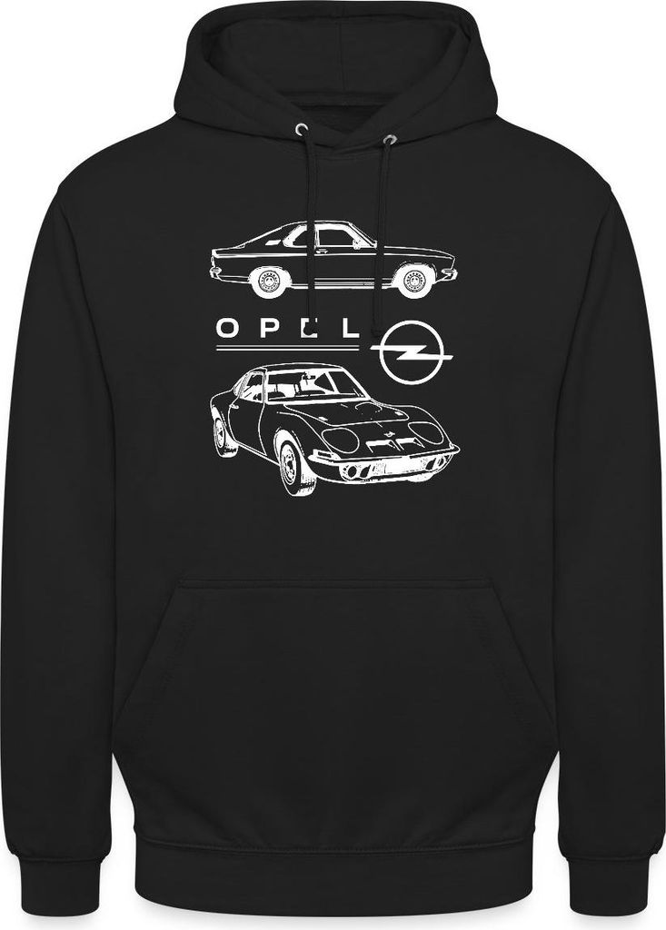 Spreadshirt Opel Manta Und Opel GT Design Mit Logo Uni Hoodie, 3XL, Schwarz