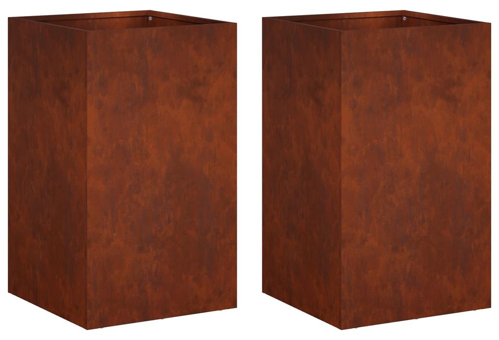 vidaXL Tuinplantpot, 2 stuks, roestlook, 30 x 30 x 50 cm Productafbeelding 