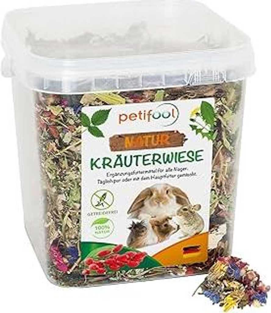 petifool Nager-Ergänzungsfutter Kräuterwiese, natürliches und gesundes Kaninchenfutter, 1er Pack (1 x 380 g)