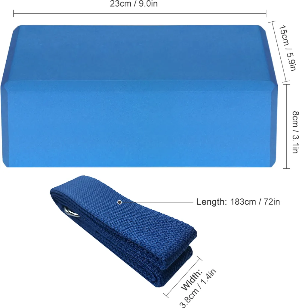 Blocs de yoga EVA antidérapants et sangle coton pour équilibre et appui