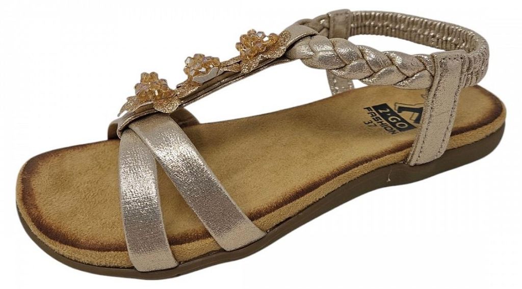 2 GO Sandaletten,Stadtbd.b.25mm o.Fußb in gold/silber/bronce, Gr. 39