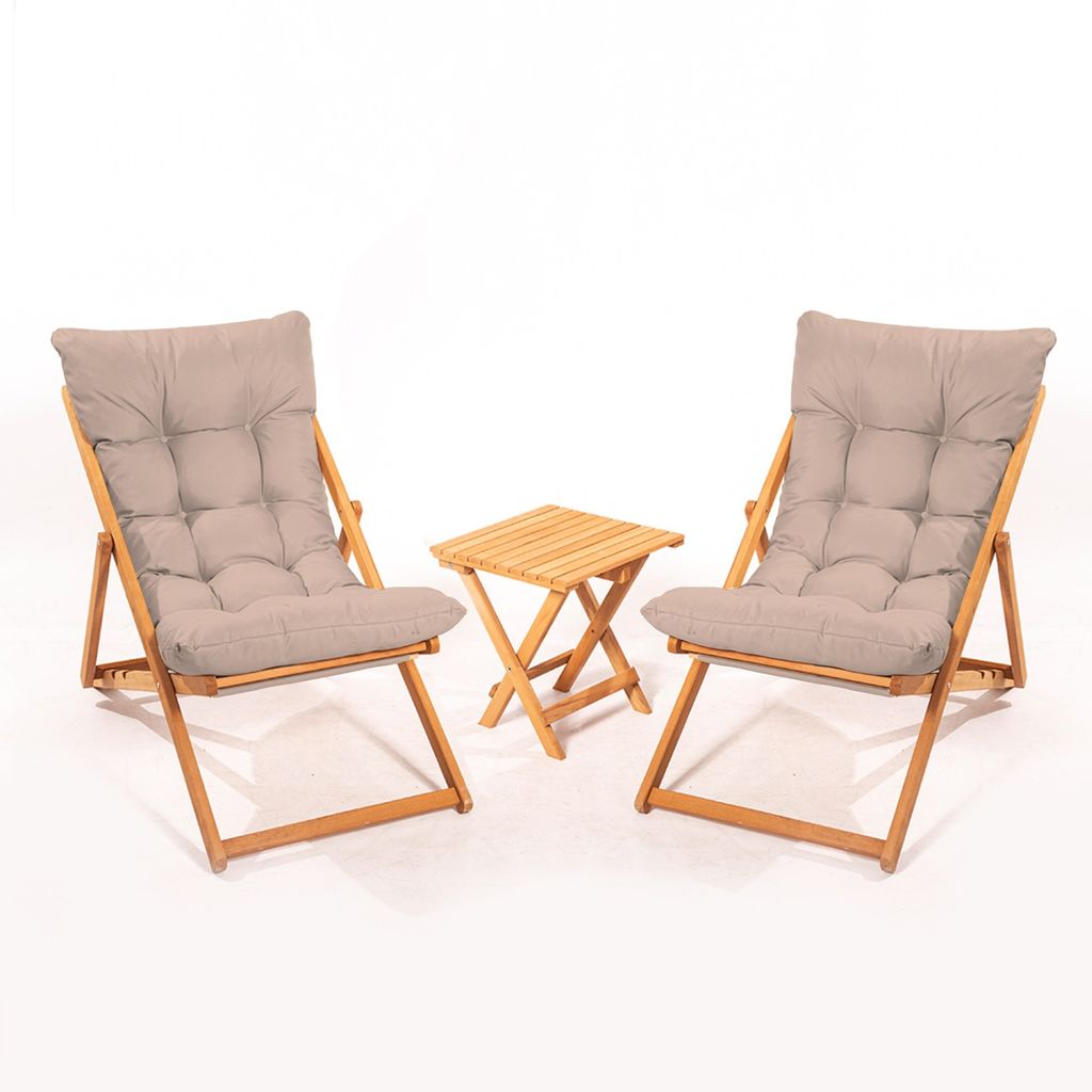 Skye Decor, My005 - Brown, Gartentisch- und Stühle-Set (3-teilig), 100 % BUCHENHOLZ, Braun, 40 x 40 x 40 cm