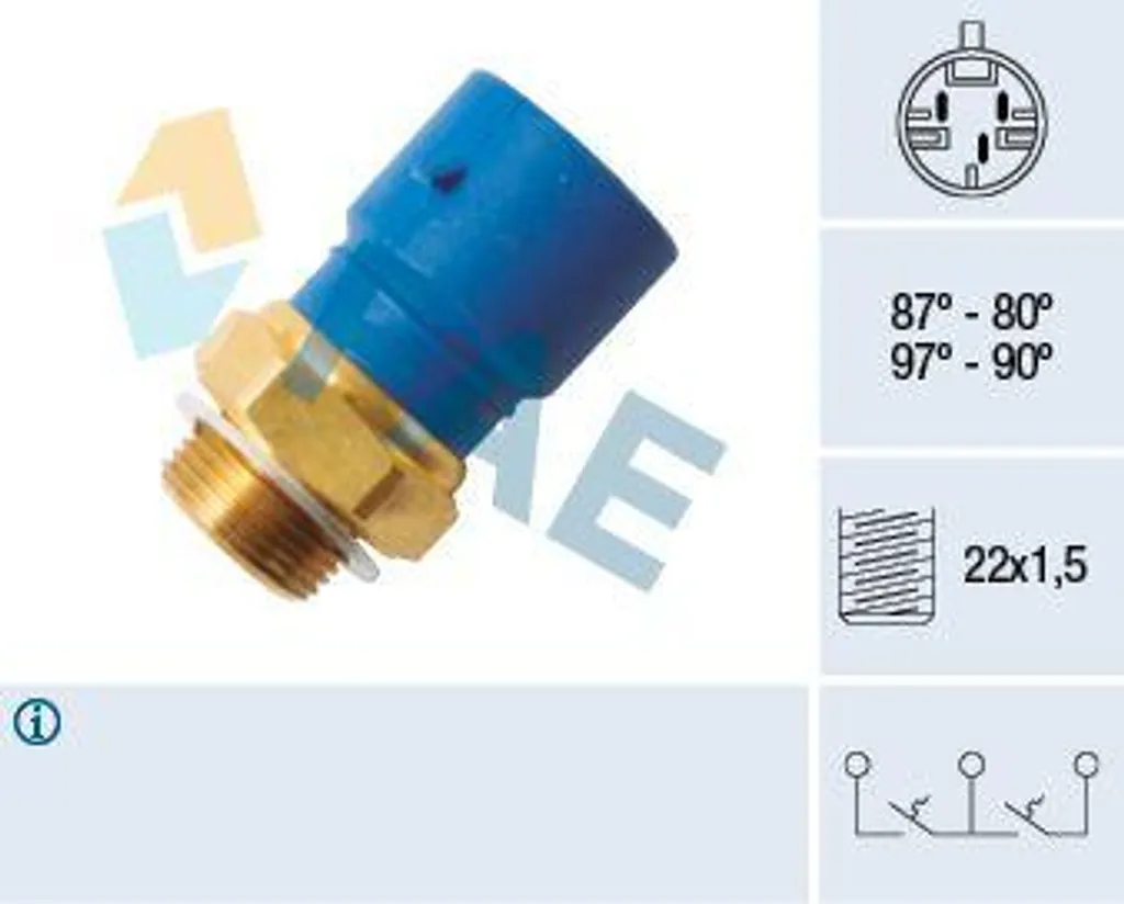 Termostato Ventola Radiatore FAE 38245 Volvo S40 V40 - Ricambio 30853464