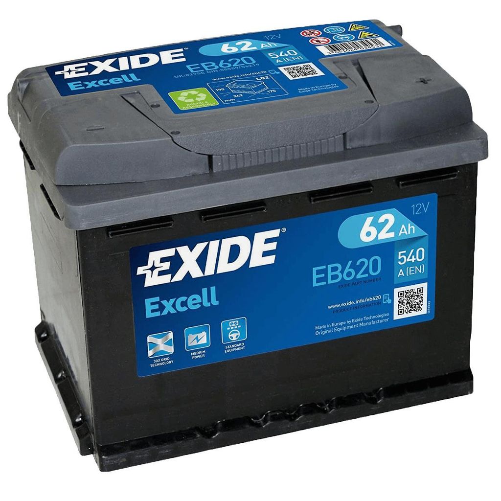 Exide EB620 Excell 62Ah 540A Autobatterie Produktbild 