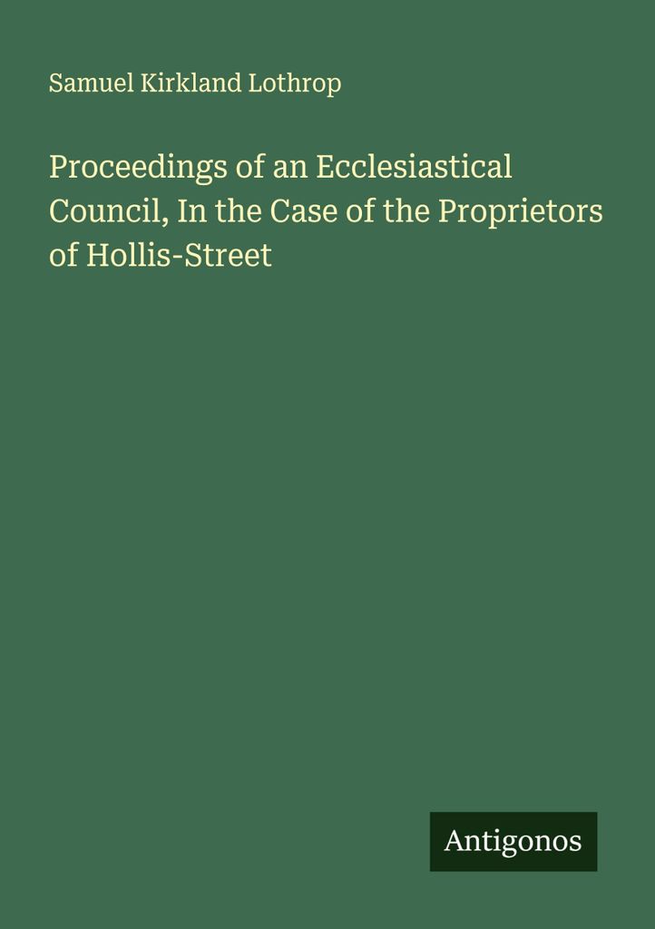 Verfahren eines kirchlichen Rates im Fall der Eigentümer der Hollis-Street