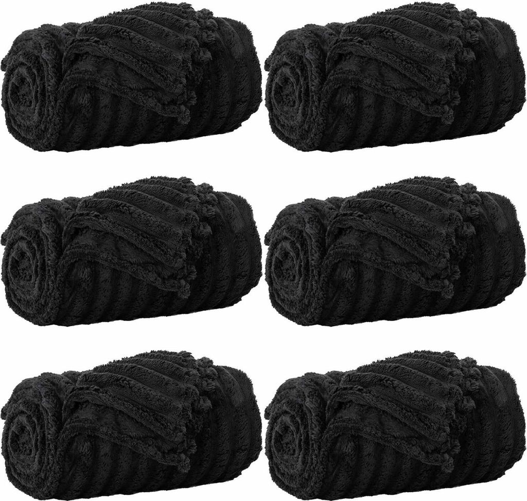 vidaXL Wohndecken 6 pcs Schwarz 240 x 220 cm Fleece